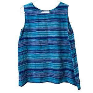 Pendleton Women 100% Silk Sleeveless Blue Size 8 Lightweight Shirt Top Classic
